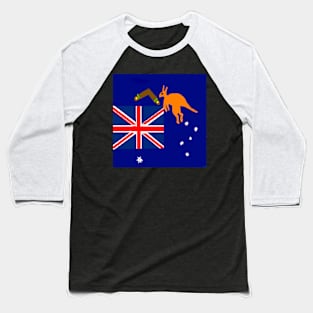 Sporty Australian on Black Background Baseball T-Shirt